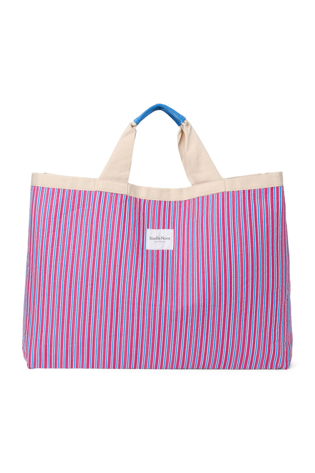 Poplin Striped Beach Bag | Raspberry