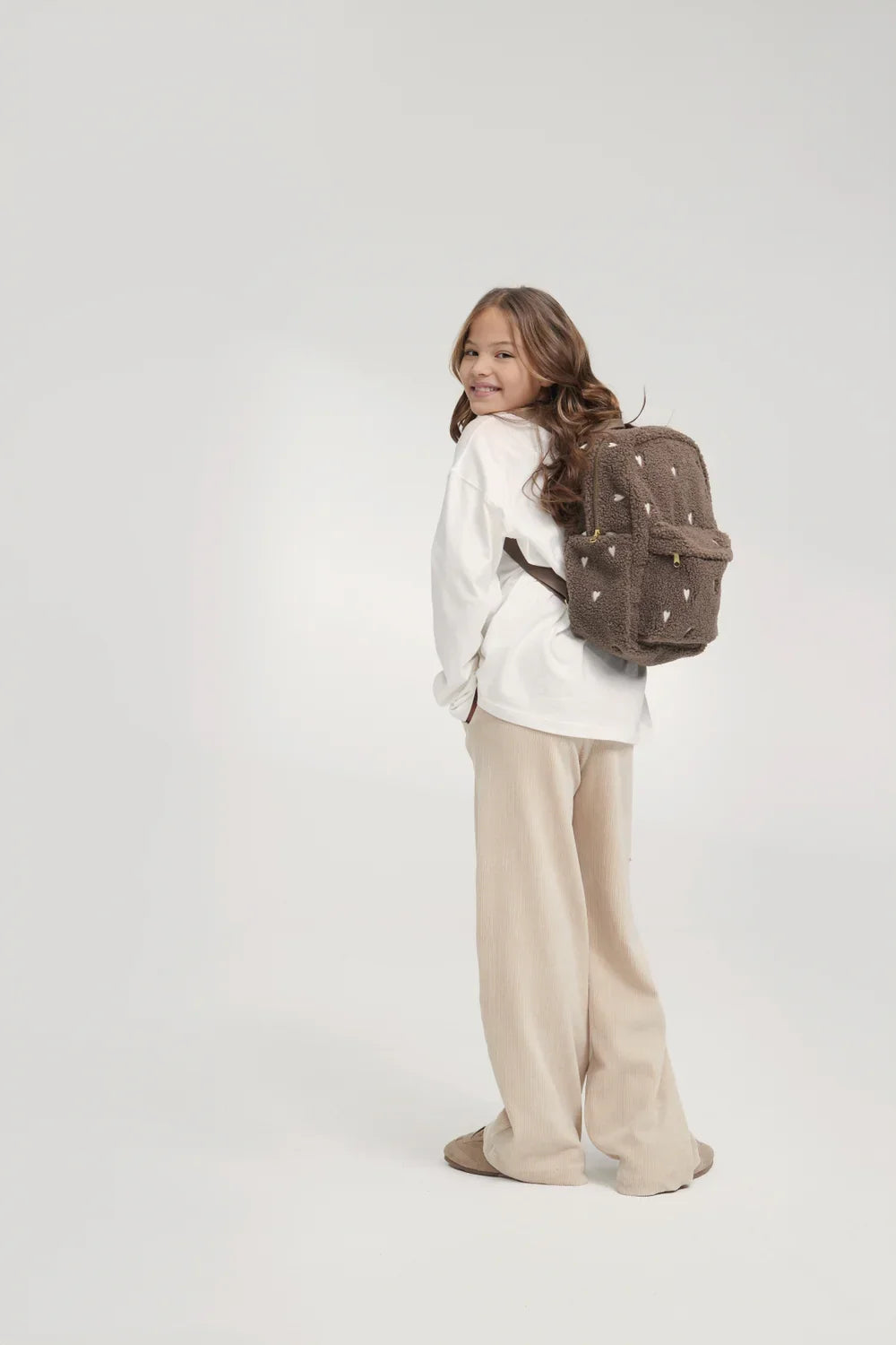 Ecru Hearts Teddy Midi Backpack