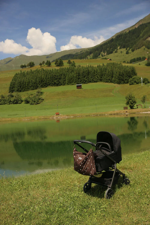 Brown Hearts Puffy Diaper Bag