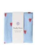 Light Blue Hearts Swaddle Print Medium