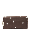 Brown Hearts Puffy Pouch