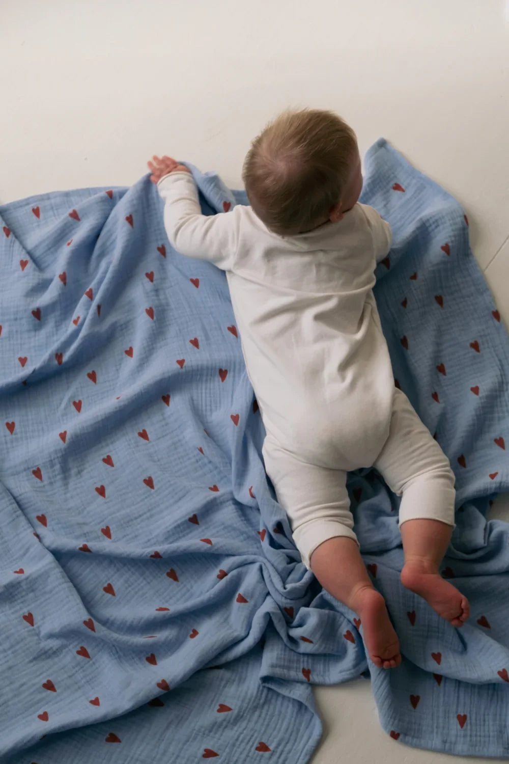 Light Blue Hearts Swaddle Print Large