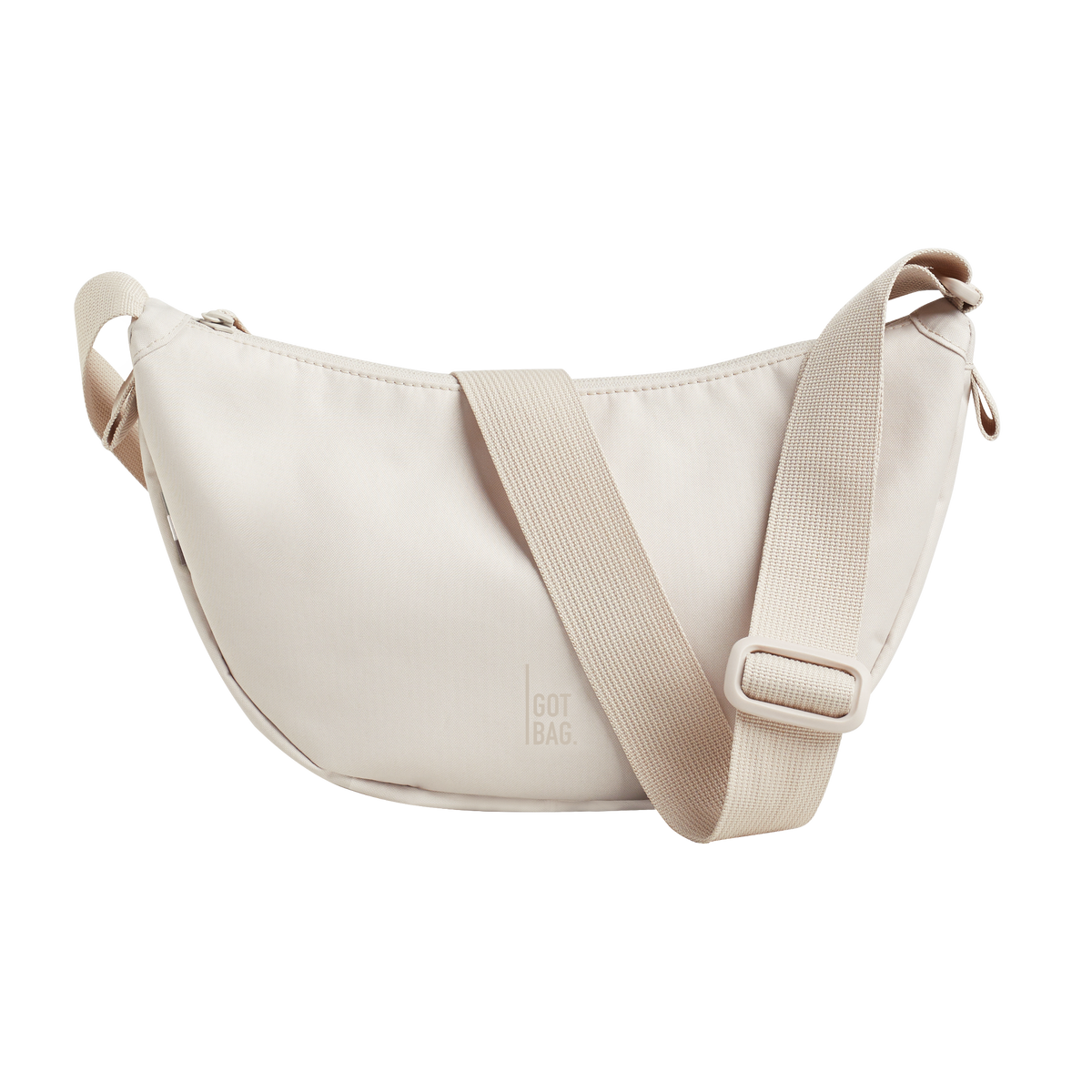 MOON BAG Tasche in soft shell (warmes Cremeweiß) als Studioaufnahme in Frontansicht.