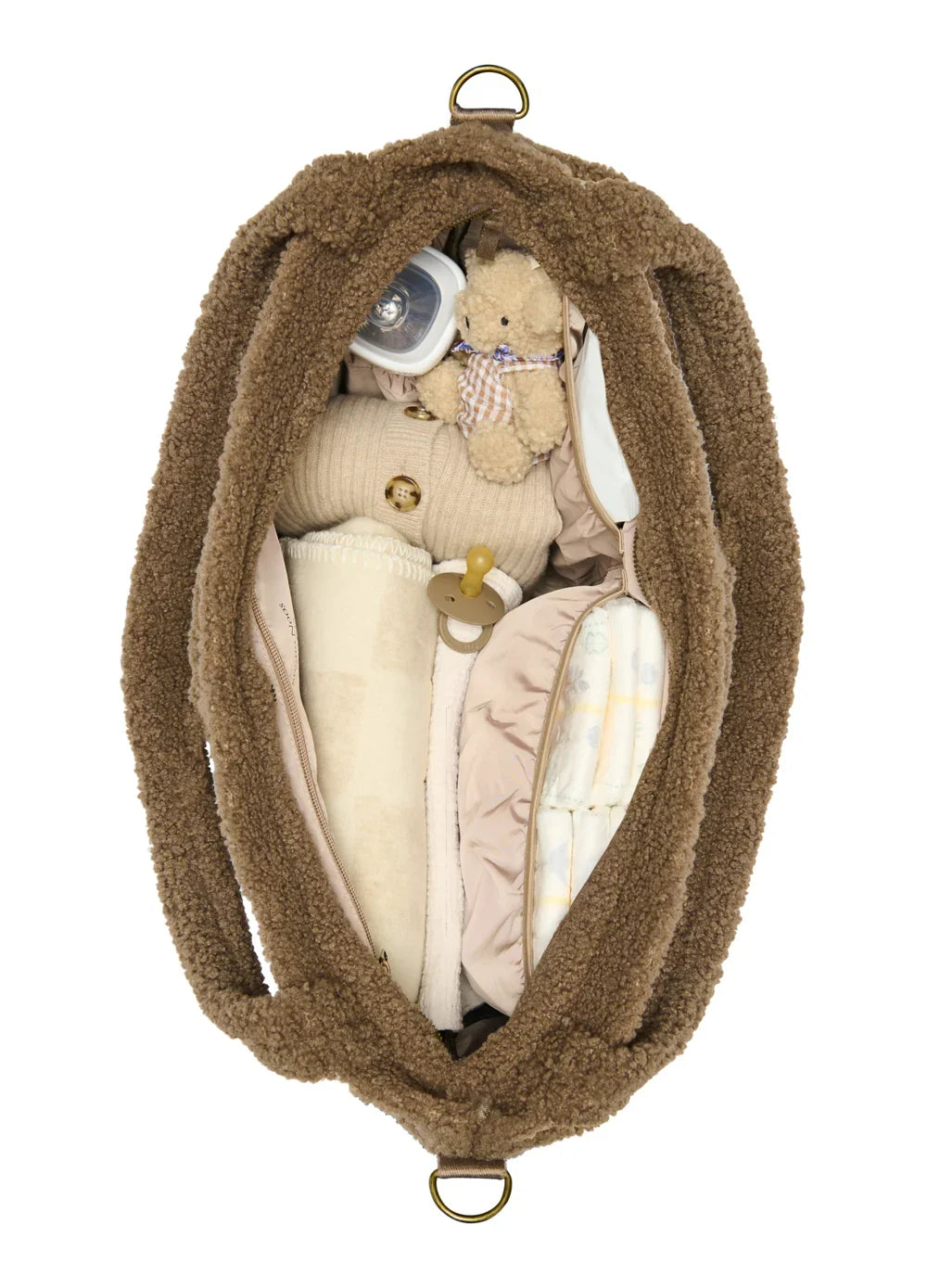 Brown Hearts Teddy Diaper Bag