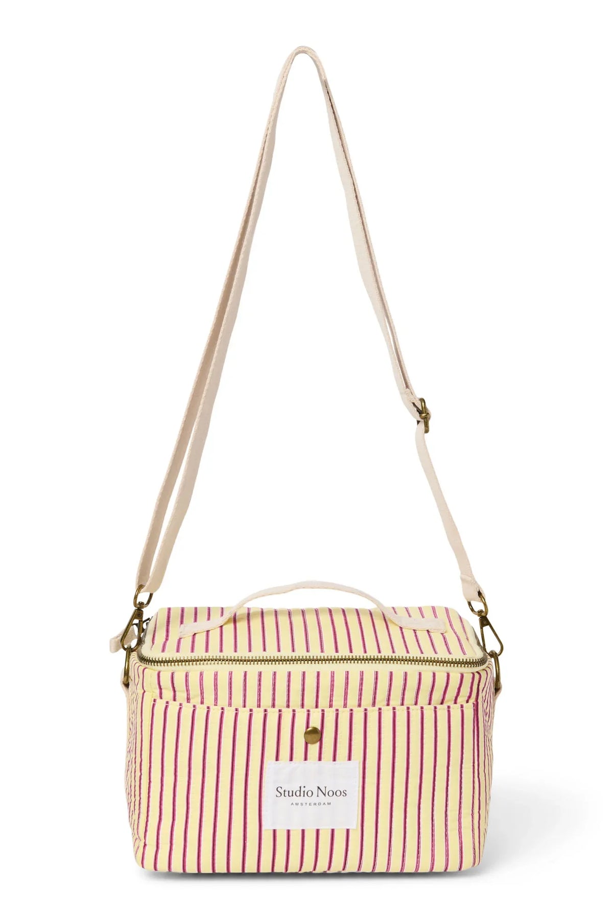 Poplin Striped Cooler Bag | Raspberry