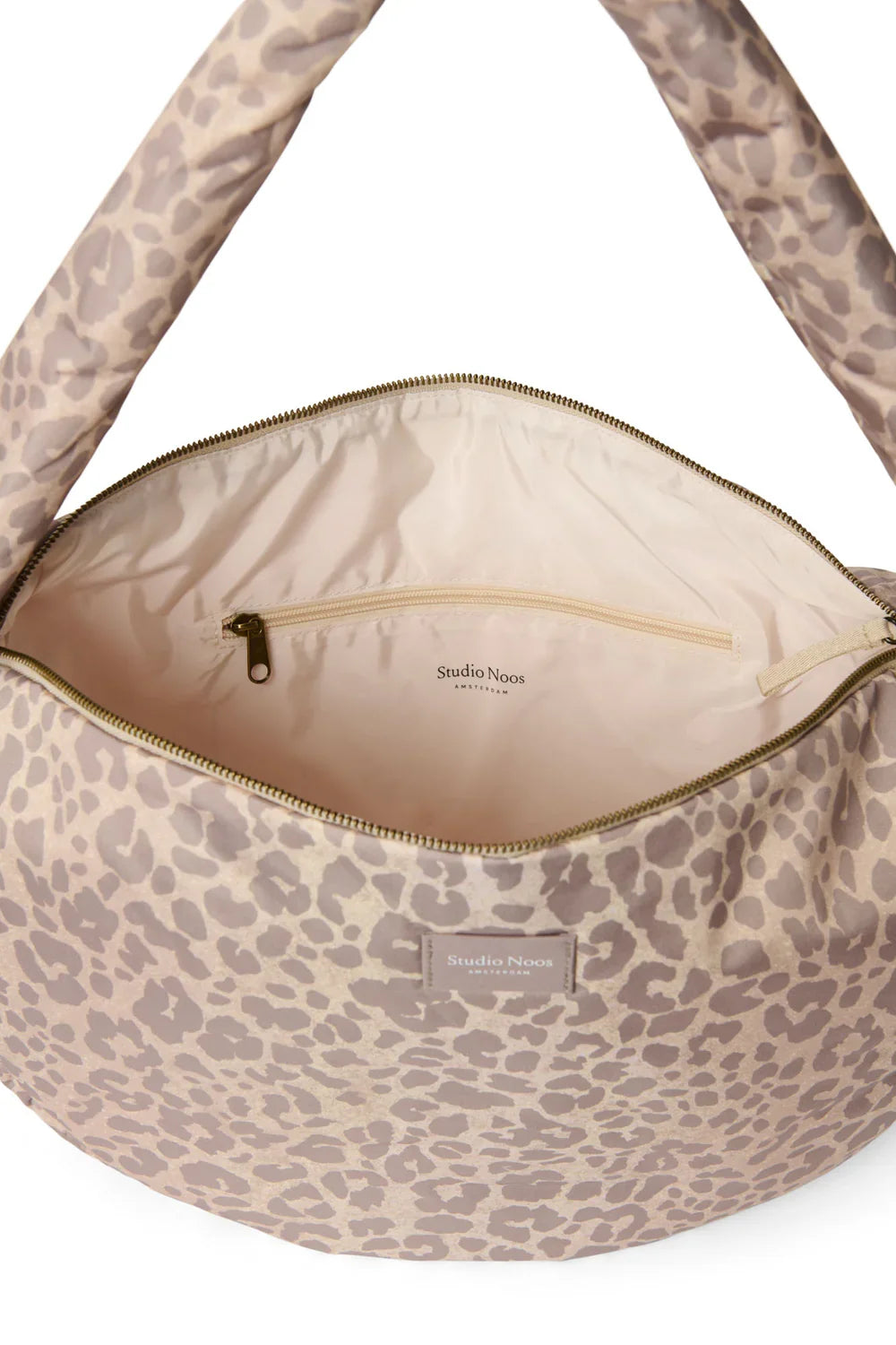 Beige Leopard Puffy Cross Body Bag