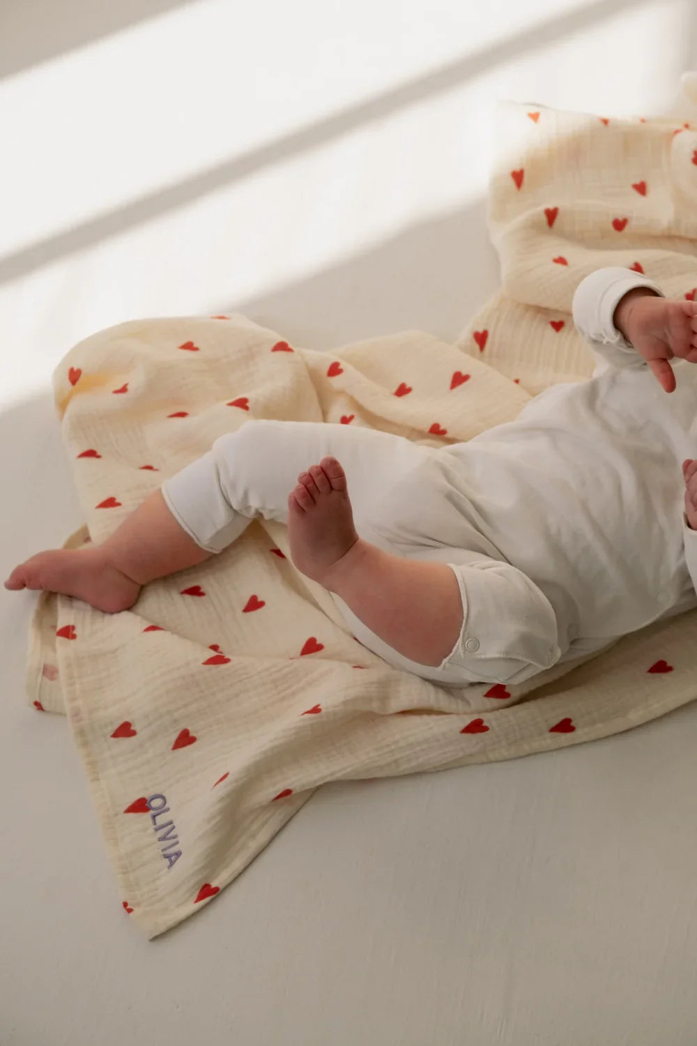 Beige Hearts Swaddle Gift Set