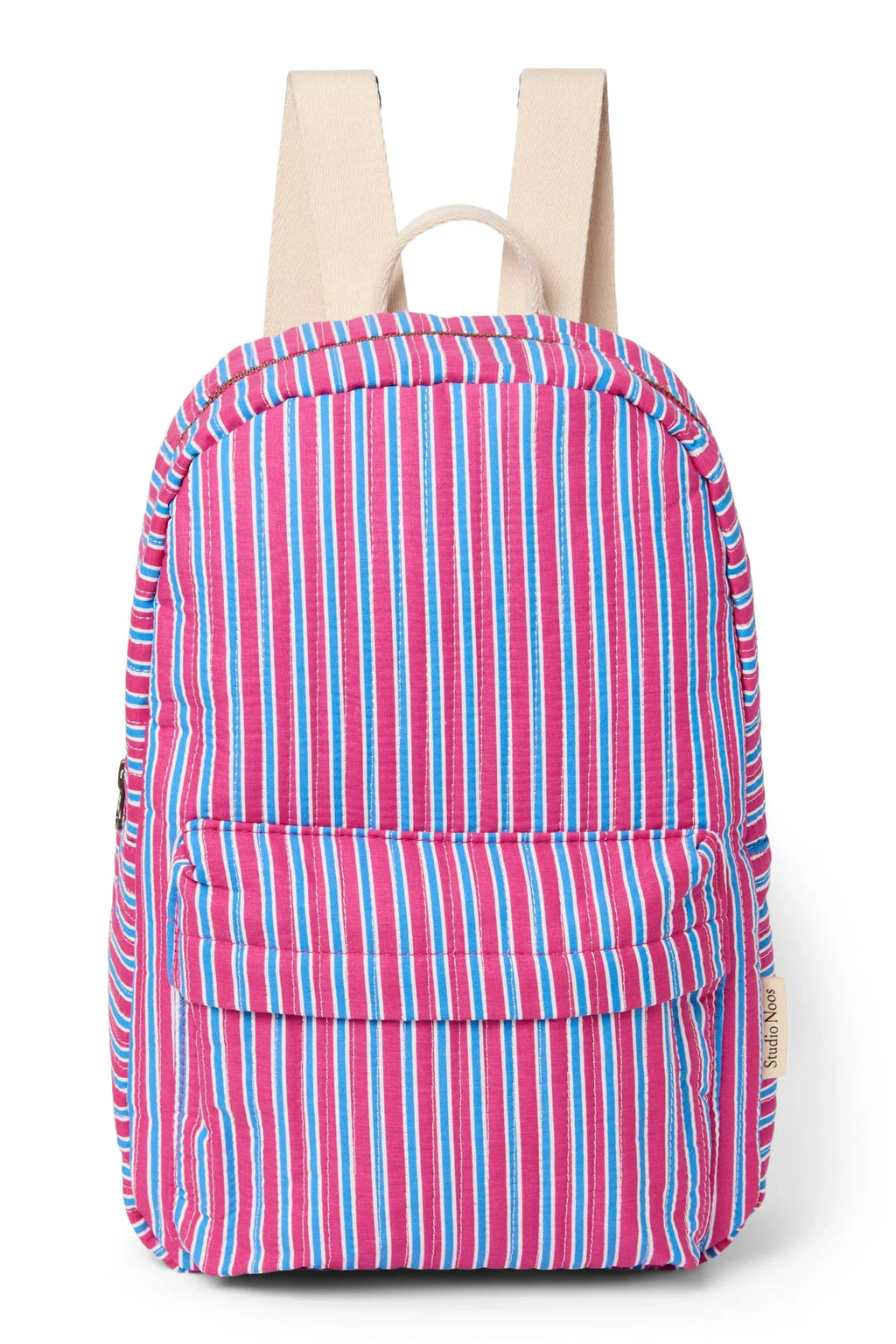 Poplin Striped Midi Backpack | Raspberry