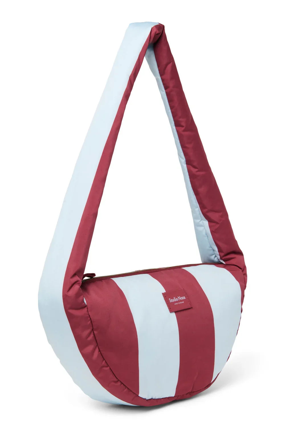 Bordeaux/Light Blue Bold Stripe Mini Cross Body Bag