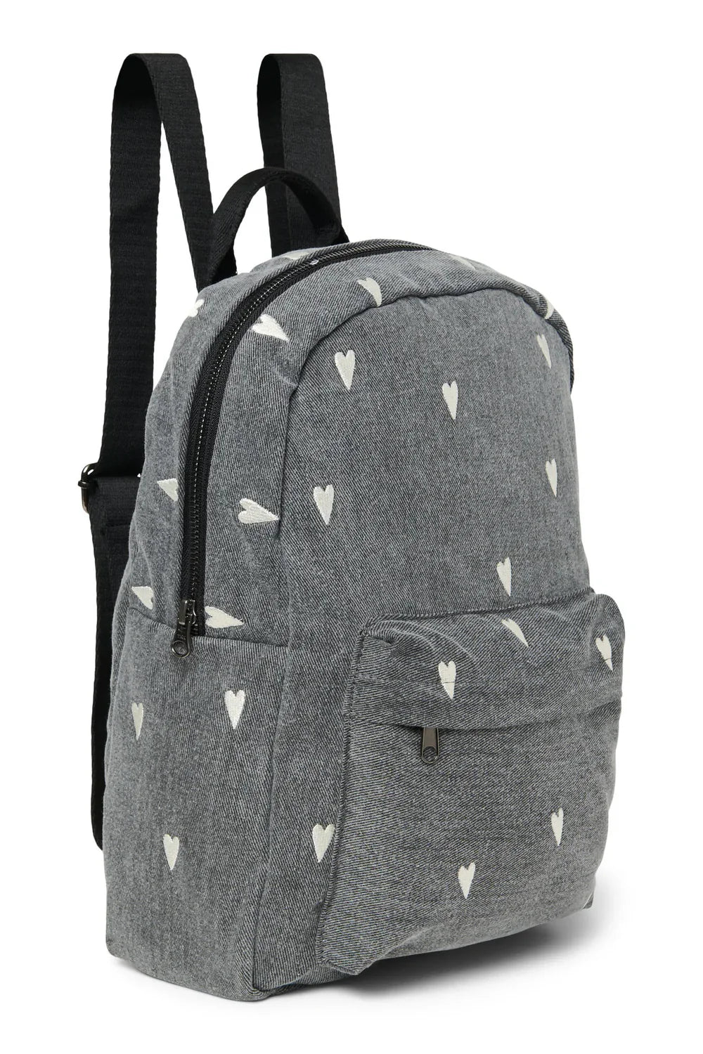 Grey Hearts Denim Midi Backpack