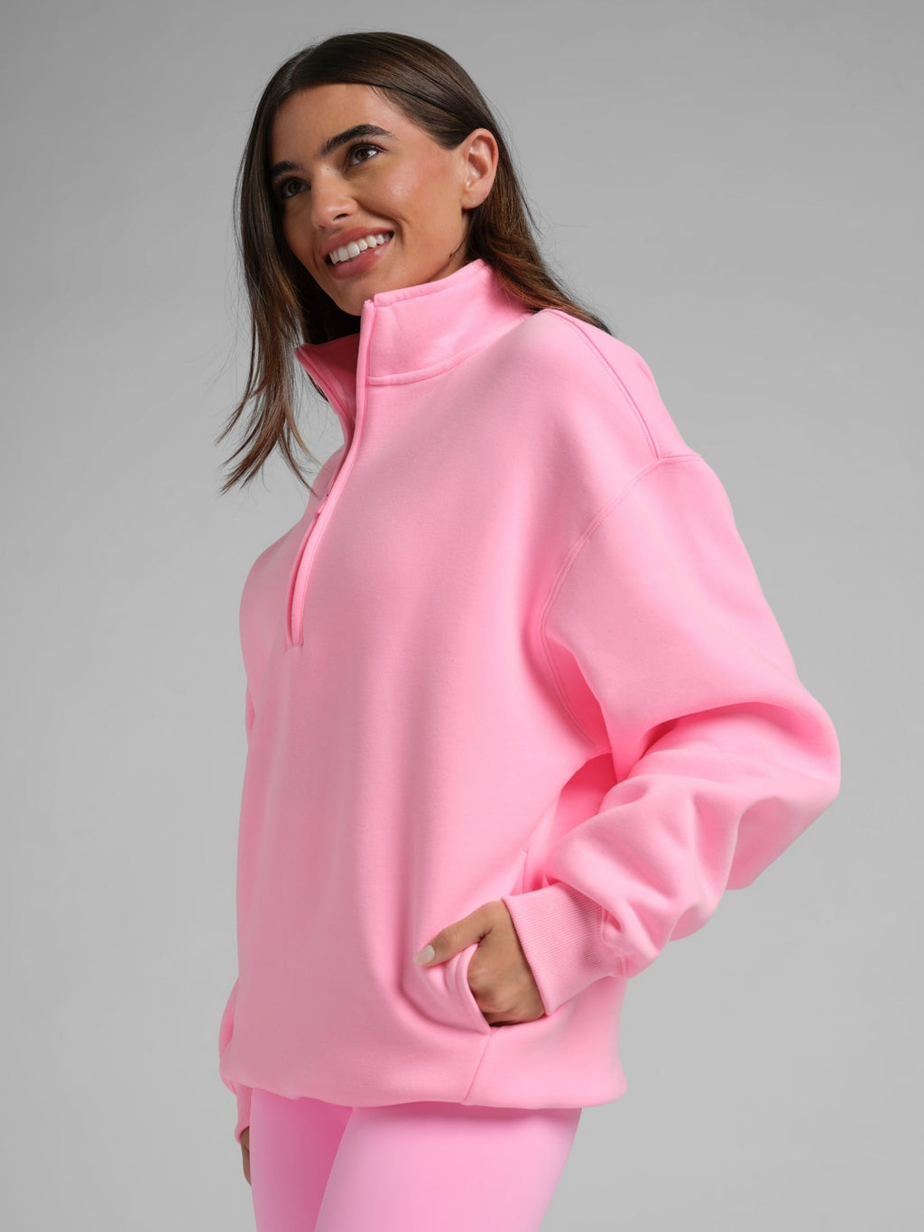 Neon Basic Quarter Zip Mock Neck