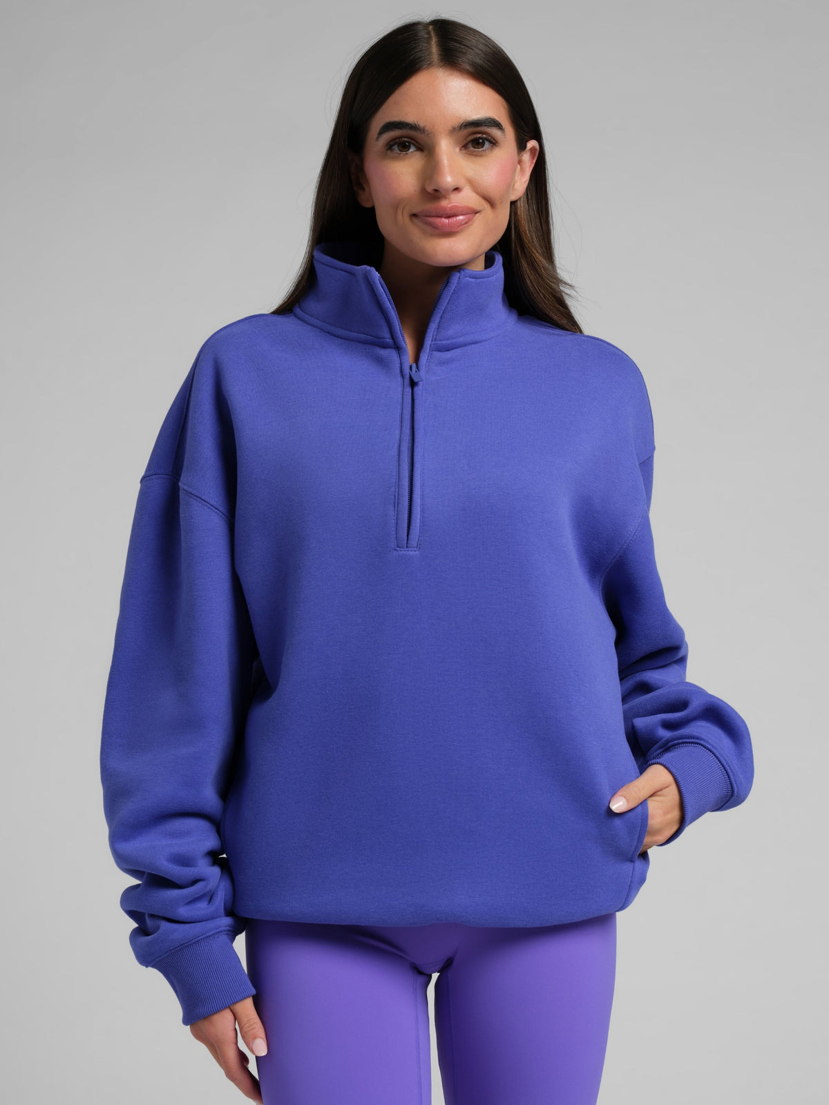 Neon Basic Quarter Zip Mock Neck