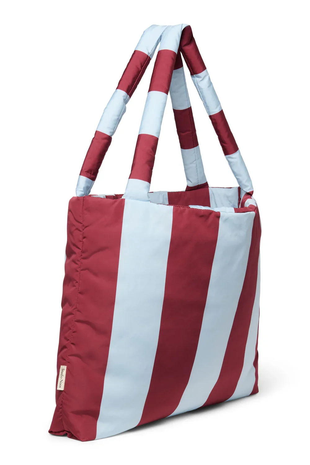 Bordeaux/Light Blue Bold Stripe Mom Bag