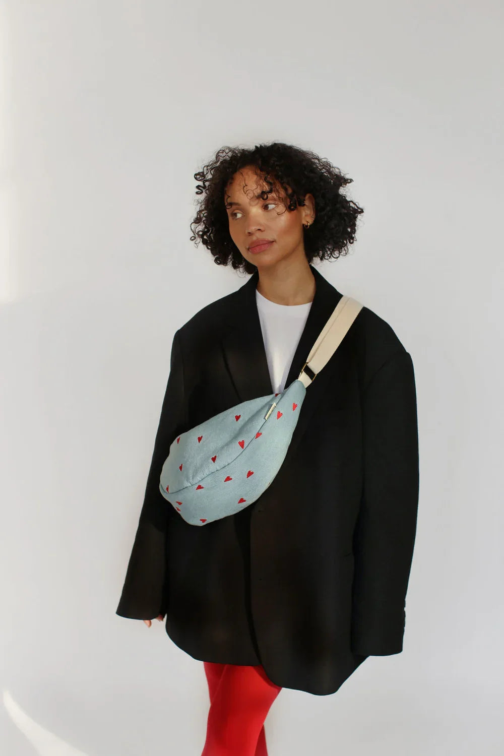 Blue Hearts Denim Adult Fanny Pack