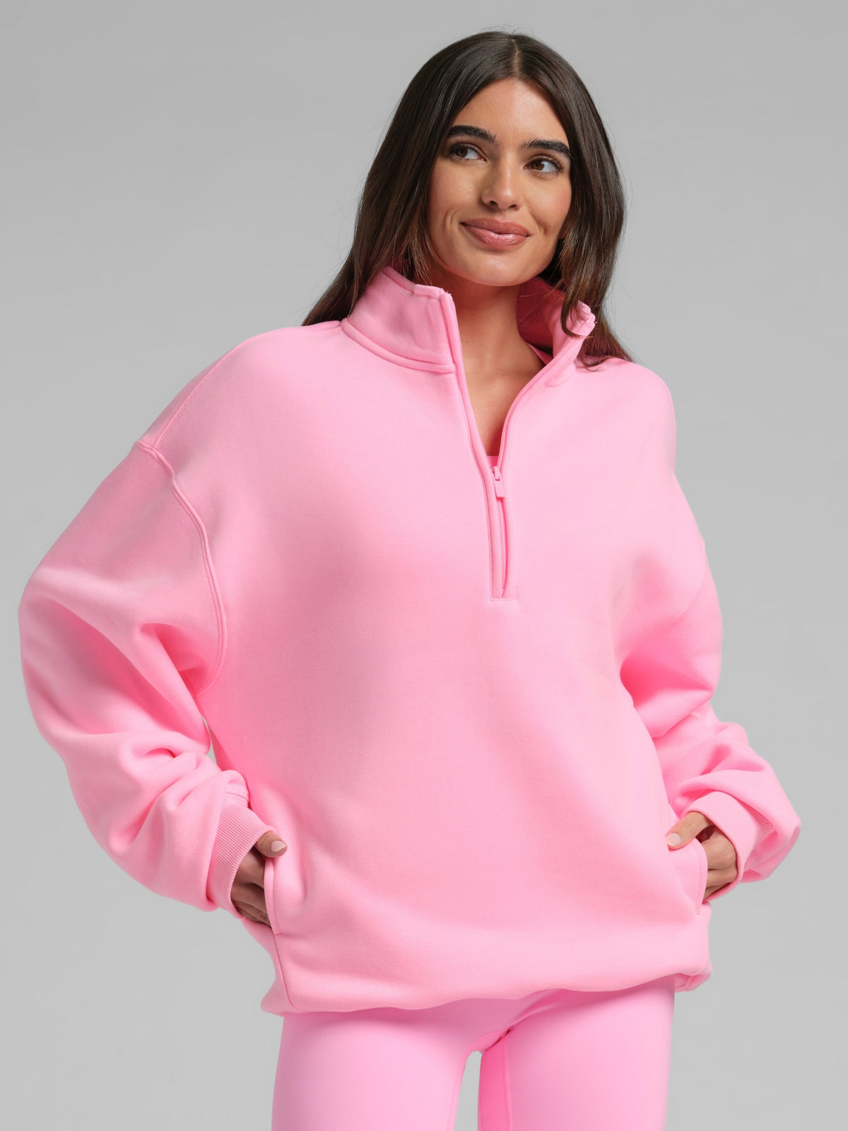 Neon Basic Quarter Zip Mock Neck