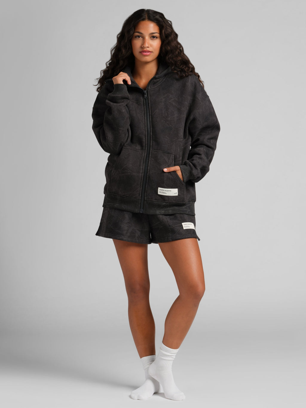 Camo Crop Zip Hoodie - Pre Order