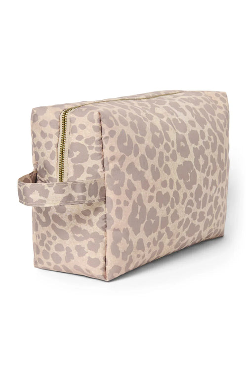 Beige Leopard Puffy Toiletry Bag