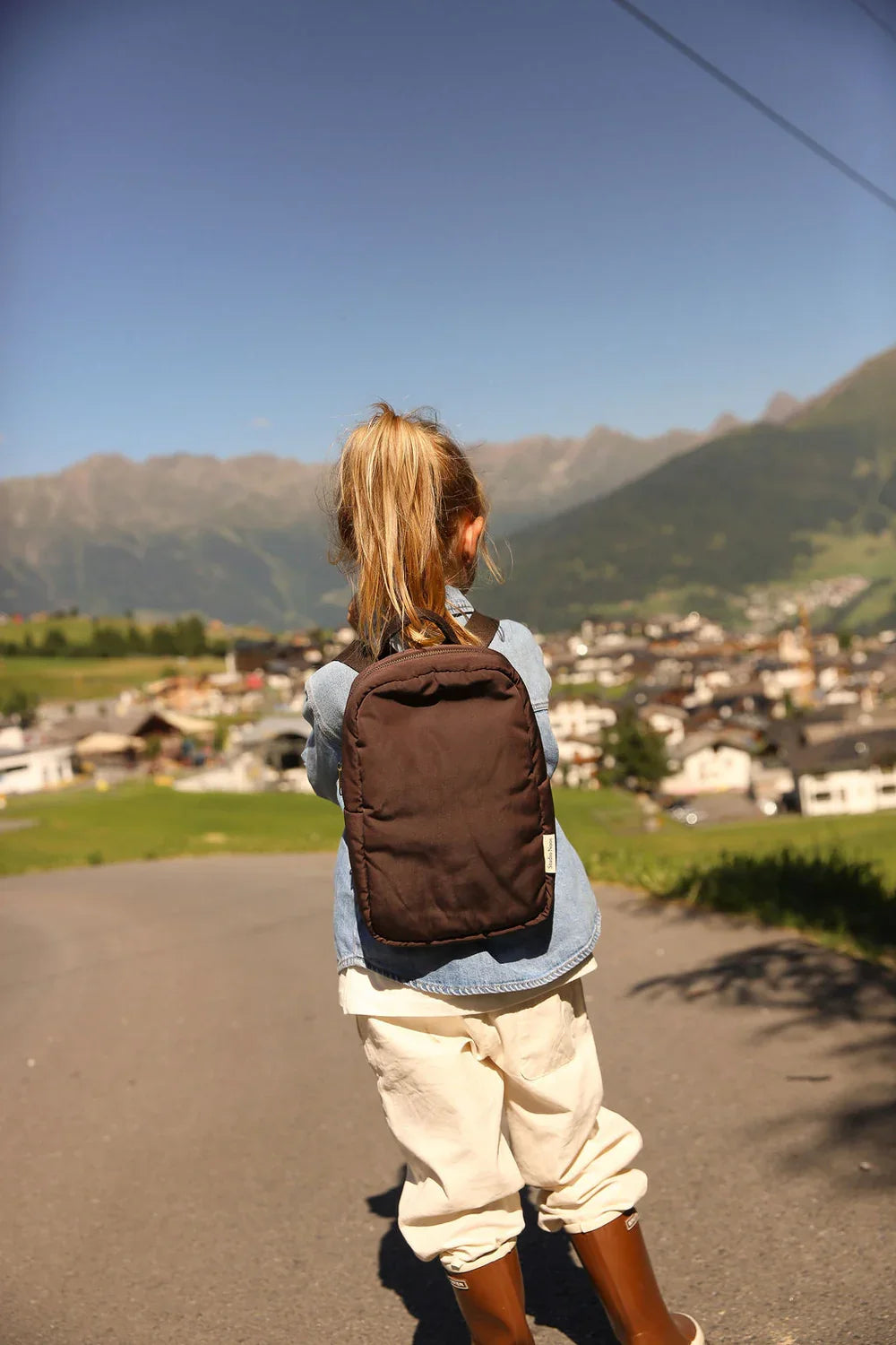 Brown Hearts Puffy Mini Backpack