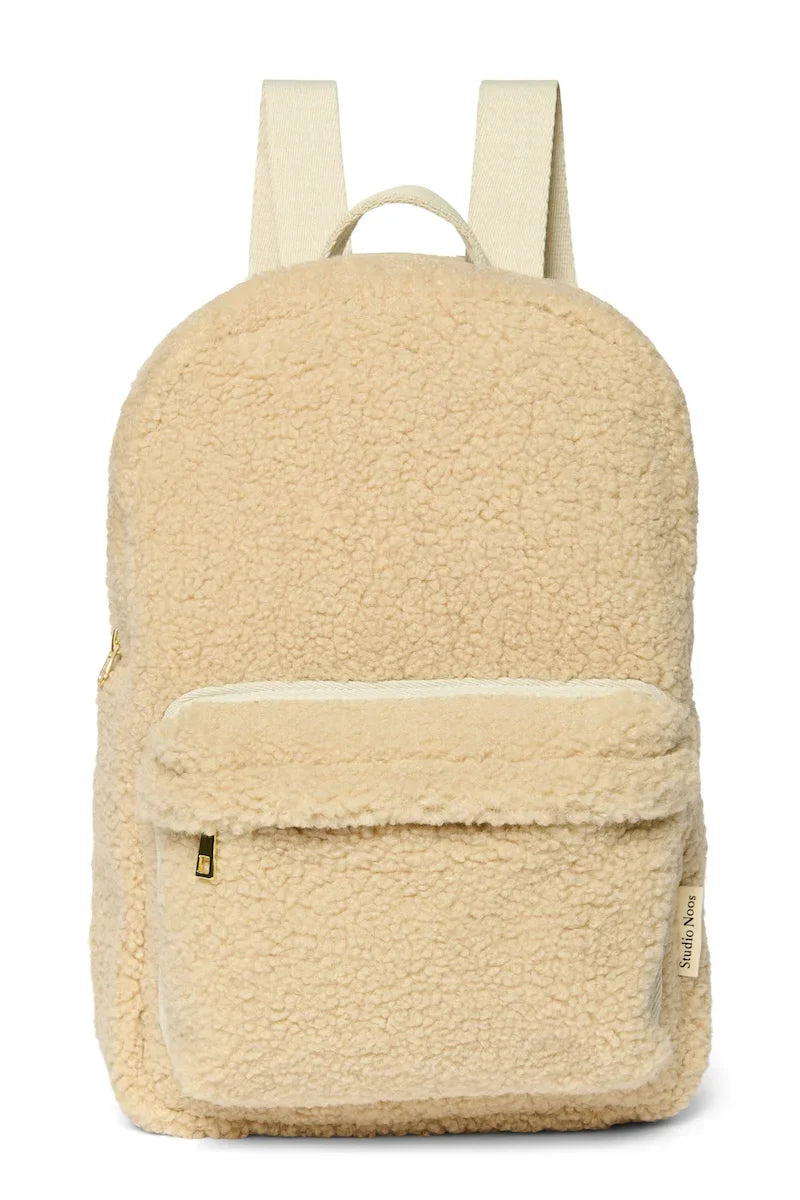 Brown Teddy Midi Backpack Front Pocket