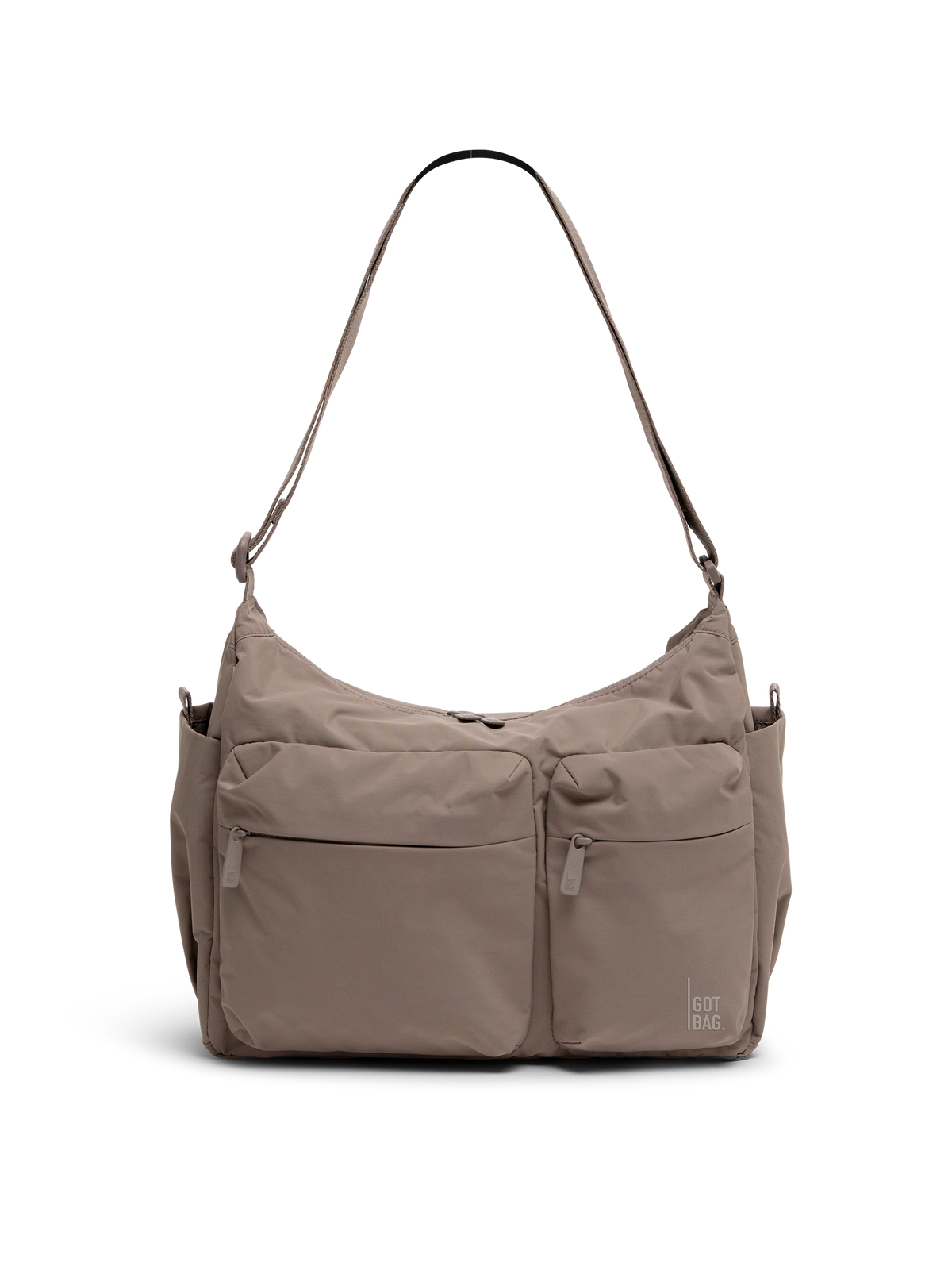POCKETSLINGBAG Tasche in oyster (klassisches Taupe-Braun) als Studioaufnahme in Frontansicht.