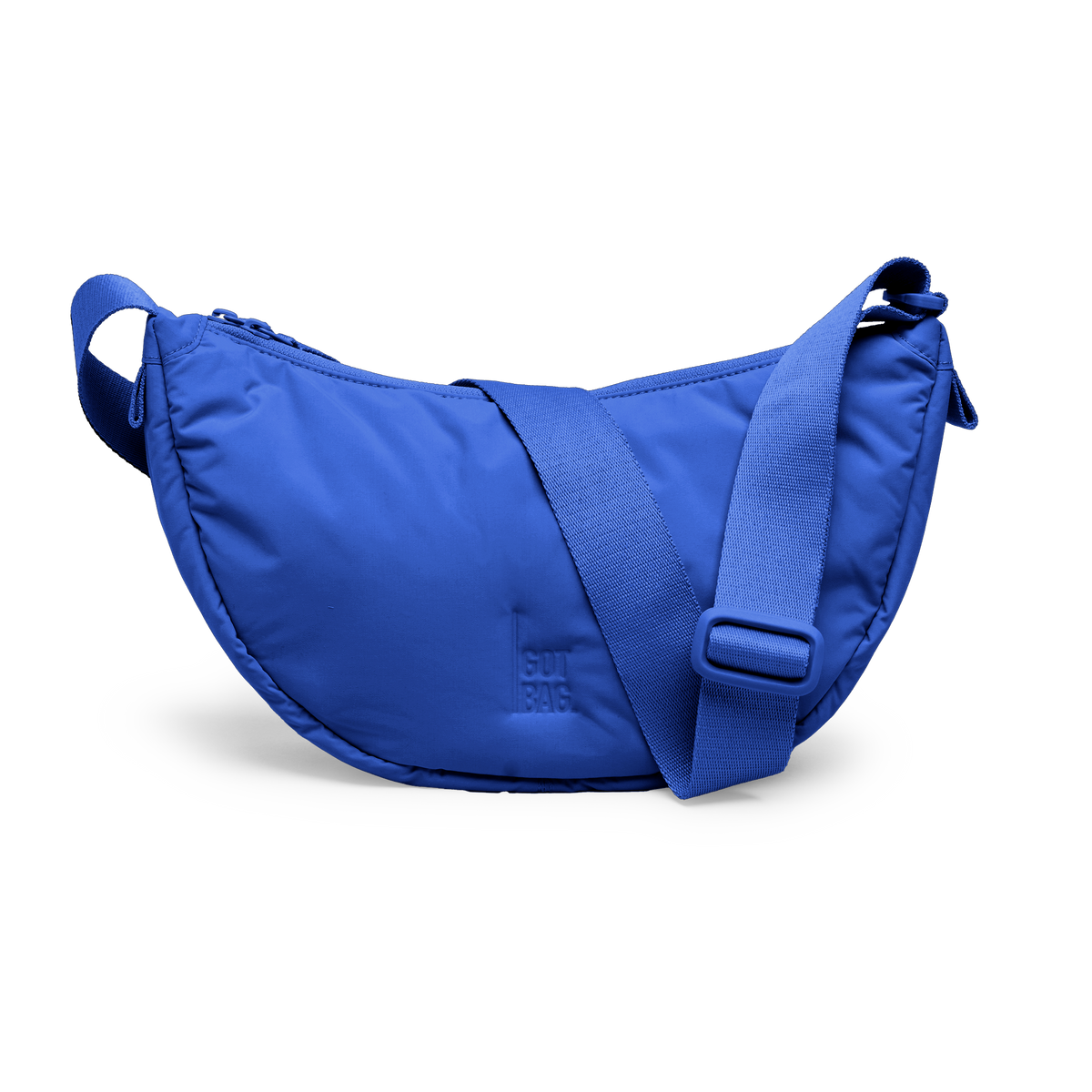 CLOUD MOON BAG SMALL Tasche in cobalt (leuchtendes Kobaltblau) als Studioaufnahme in Frontansicht.