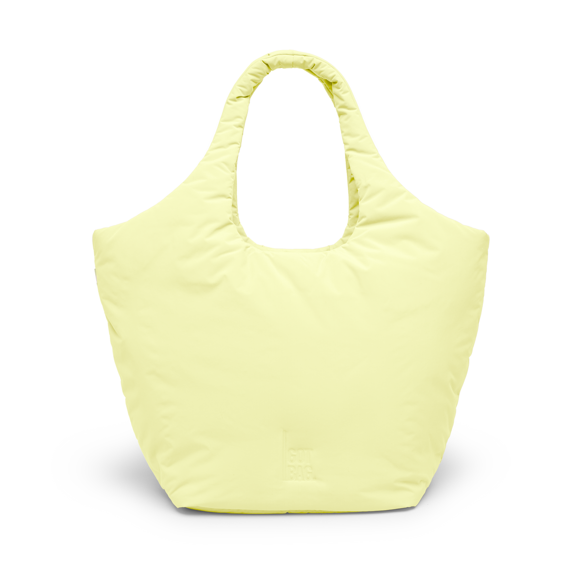 CLOUD TOTE BAG Tasche in sea lemon (zartes Pastellgelb) als Studioaufnahme in Frontansicht.