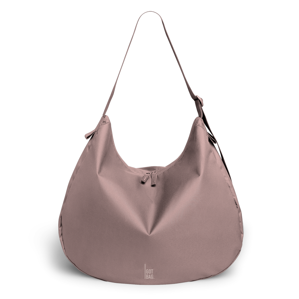 CURVED BAG Tasche in blobfish (dunkles Altrosa) als Studioaufnahme in Frontansicht.