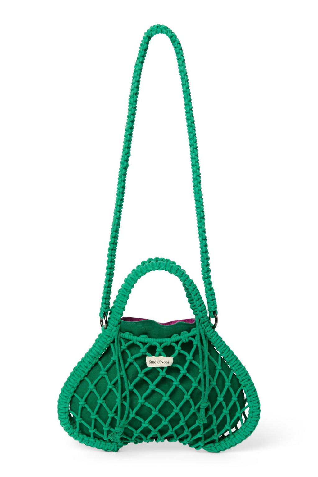 Purple-Green Reversible Insert | Green Macramé Mini Handbag with