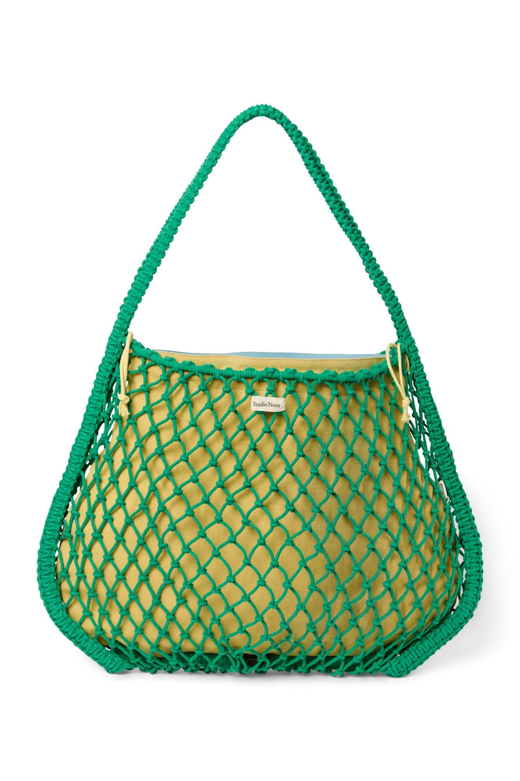 Blue-Yellow Reversible Insert | Green Macramé Mom Bag with