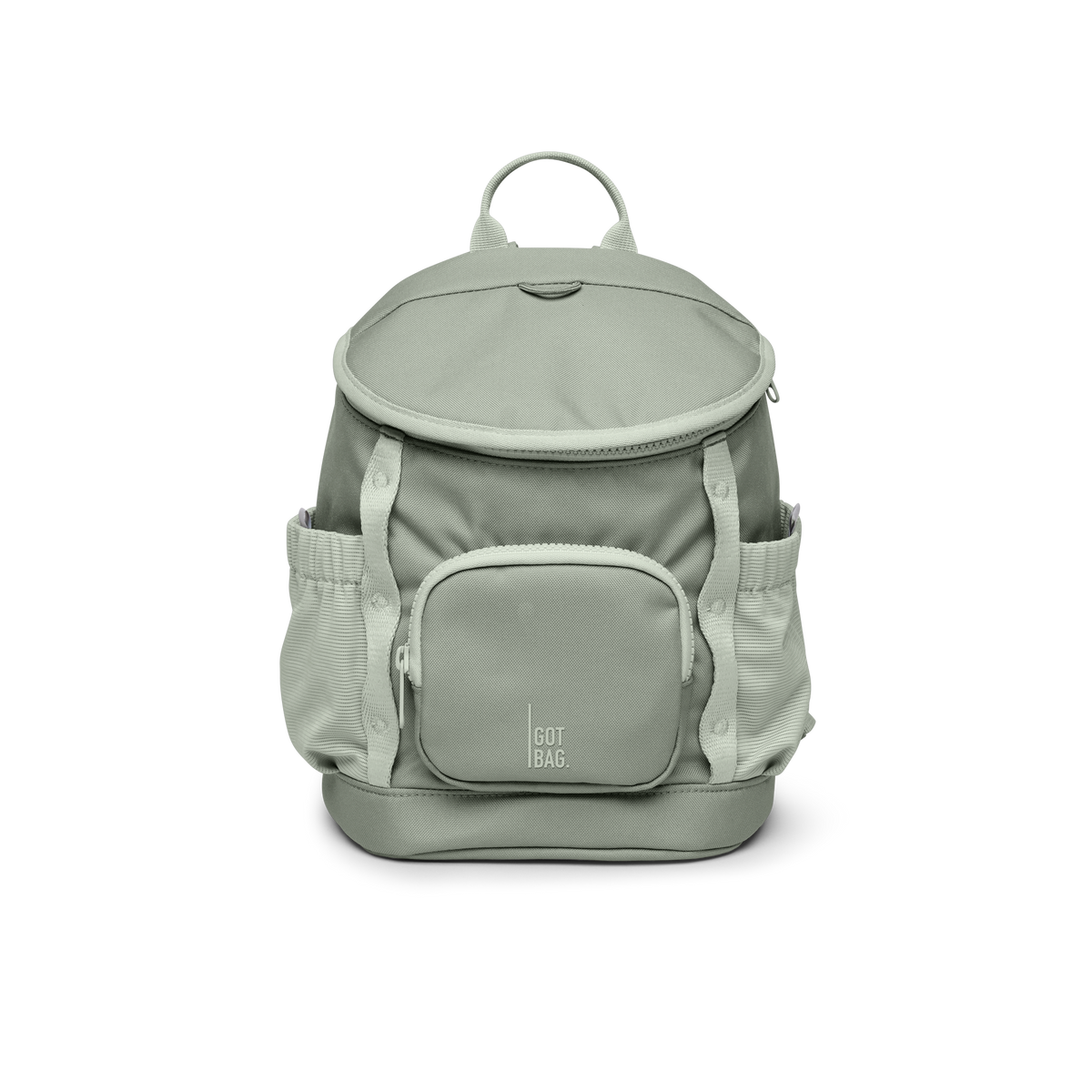 KIDS ADVENTURE DAYPACK Rucksack in bass (Salbeigrün) als Studioaufnahme in Frontansicht.