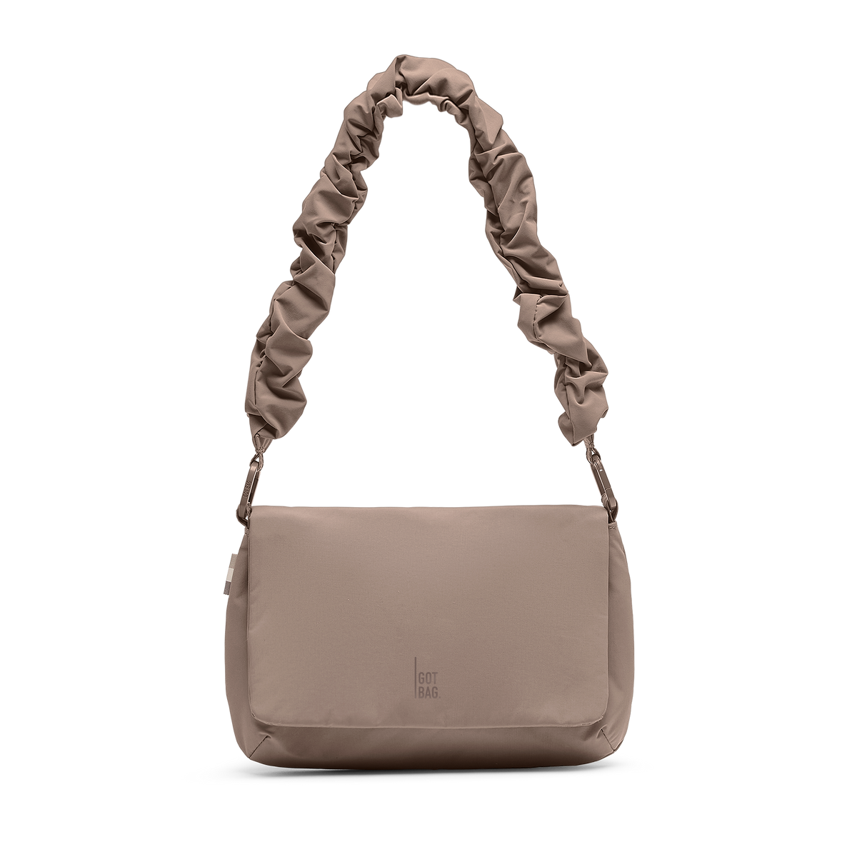 LUCID BAG Tasche in oyster (klassisches Taupe-Braun) als Studioaufnahme in Frontansicht.