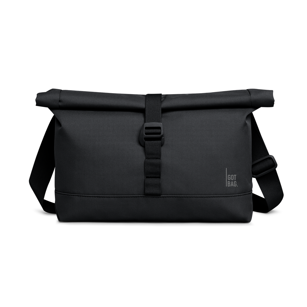 MESSENGER BAG Tasche in black (Schwarz) als Studioaufnahme in Frontansicht.