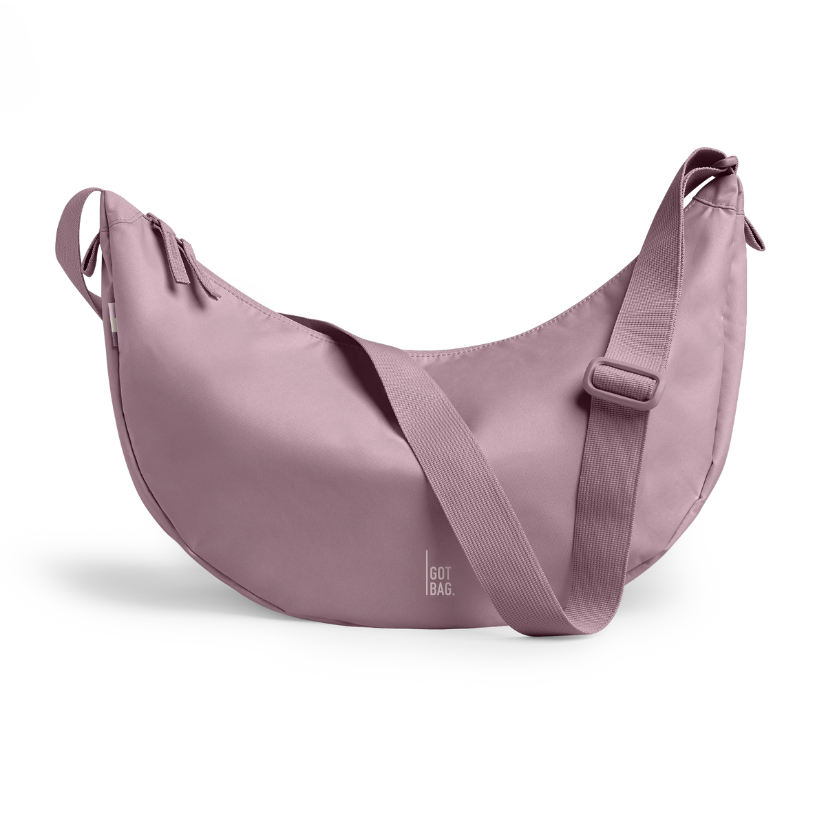 MOON BAG LARGE Tasche in calamary (Altrosa) als Studioaufnahme in Frontansicht.