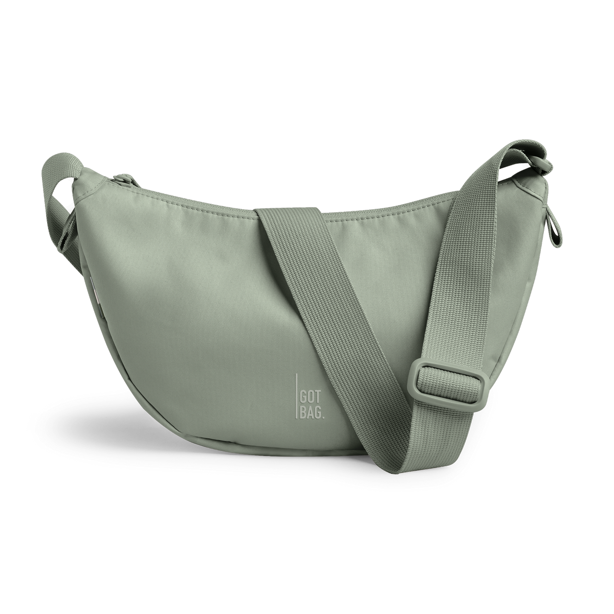 MOON BAG SMALL Tasche in bass (Salbeigrün) als Studioaufnahme in Frontansicht.