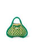 Blue-Yellow Reversible Insert | Green Macramé Mini Handbag with