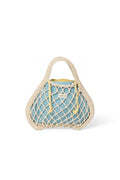 Blue-Yellow Reversible Insert | Natural Macramé Mini Handbag with