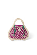 Purple-Green Reversible Insert | Natural Macramé Mini Handbag with