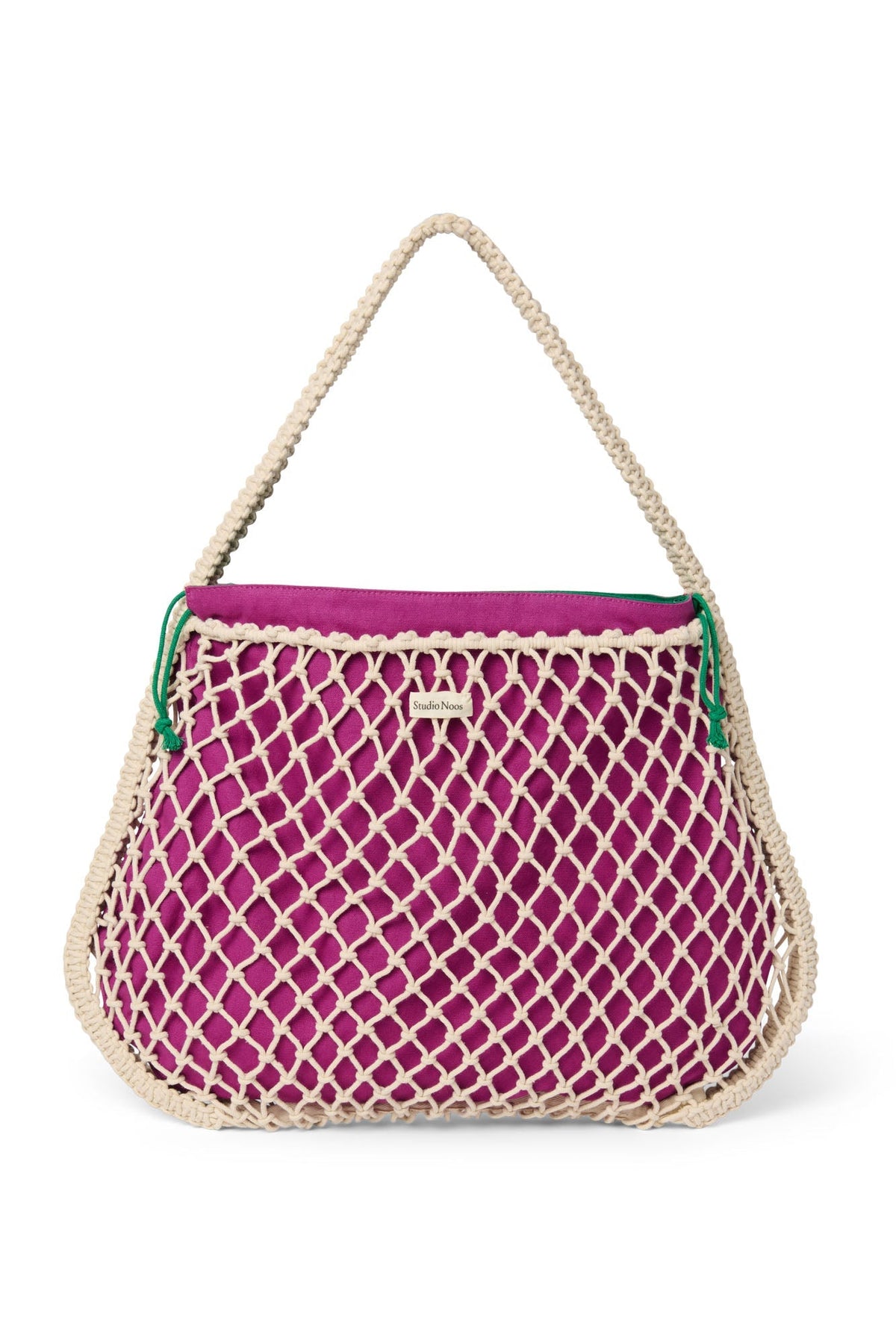 Purple-Green Reversible Insert | Natural Macramé Mom Bag with