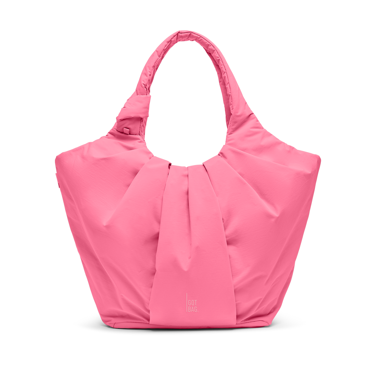 PLEAT TOTE BAG Tasche in salina pink (leuchtendes Pink) als Studioaufnahme in Frontansicht.