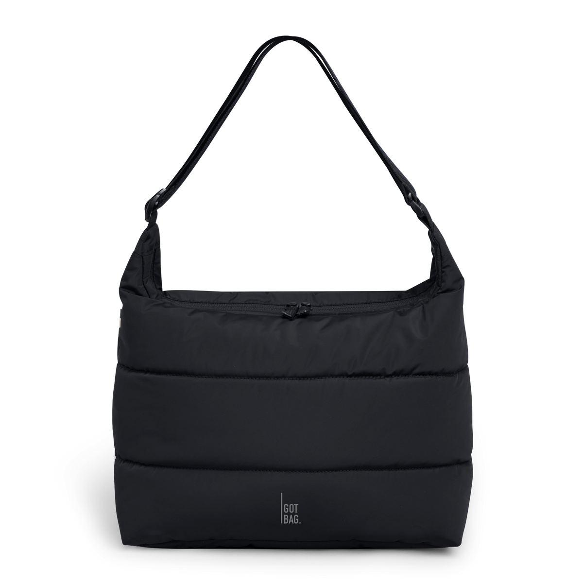 PUFFER SQUARE BAG Tasche in black (Schwarz) als Studioaufnahme in Frontansicht.