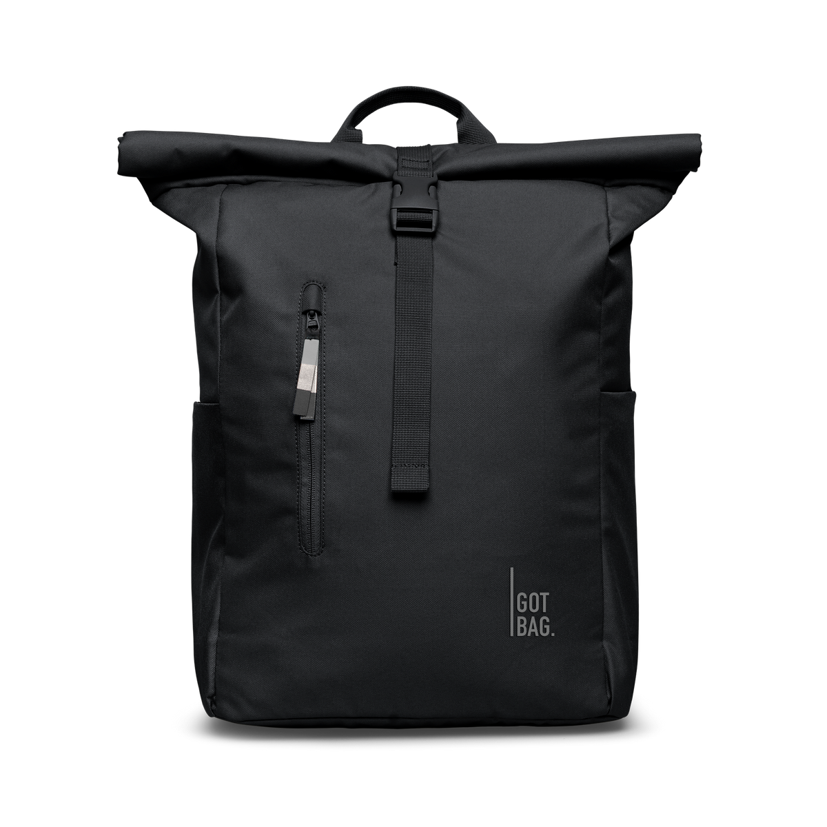 ROLLTOP EASY Rucksack in black (Schwarz) in Frontansicht.