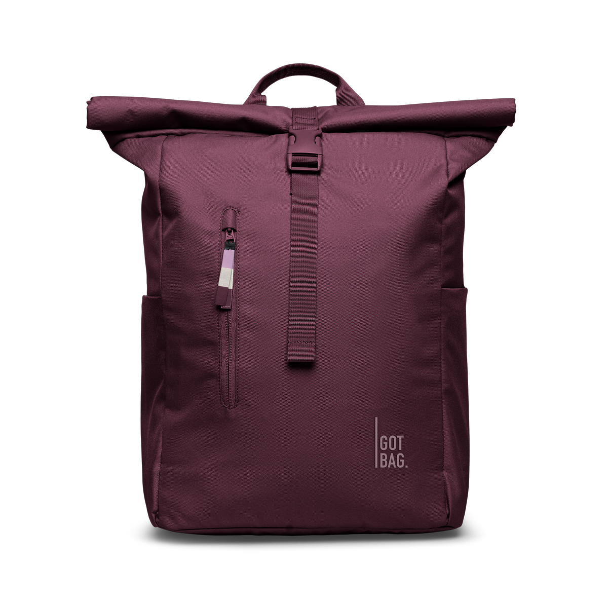 ROLLTOP EASY Rucksack in kraken (Weinrot) als Studioaufnahme in Frontansicht.