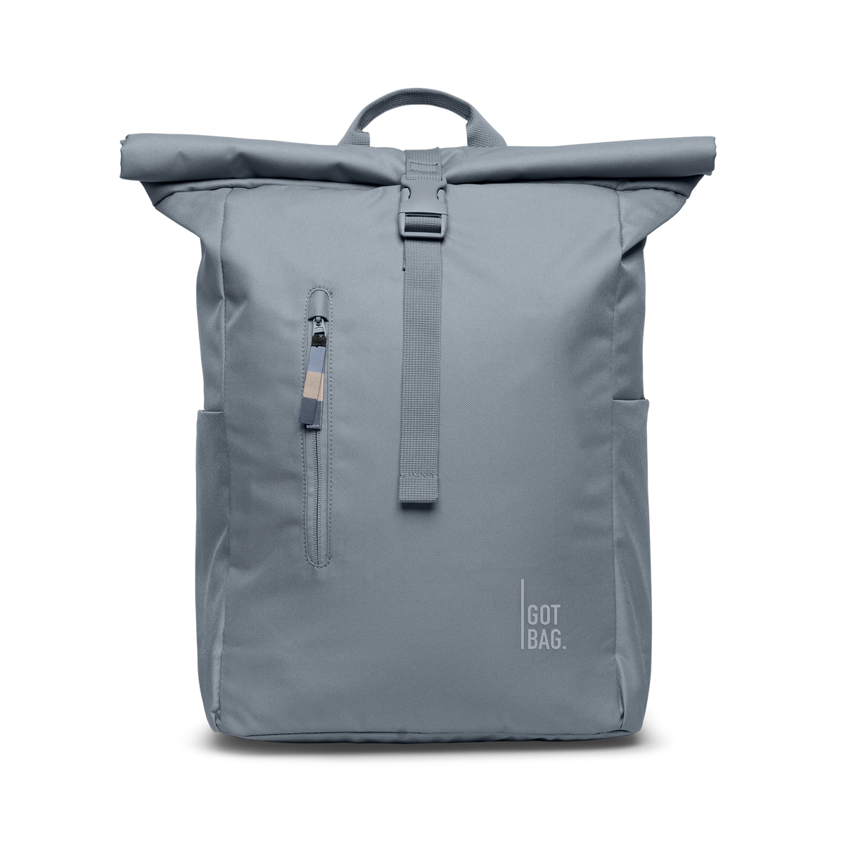 ROLLTOP EASY Rucksack in marlin (grau-blau) als Studioaufnahme in Frontansicht.