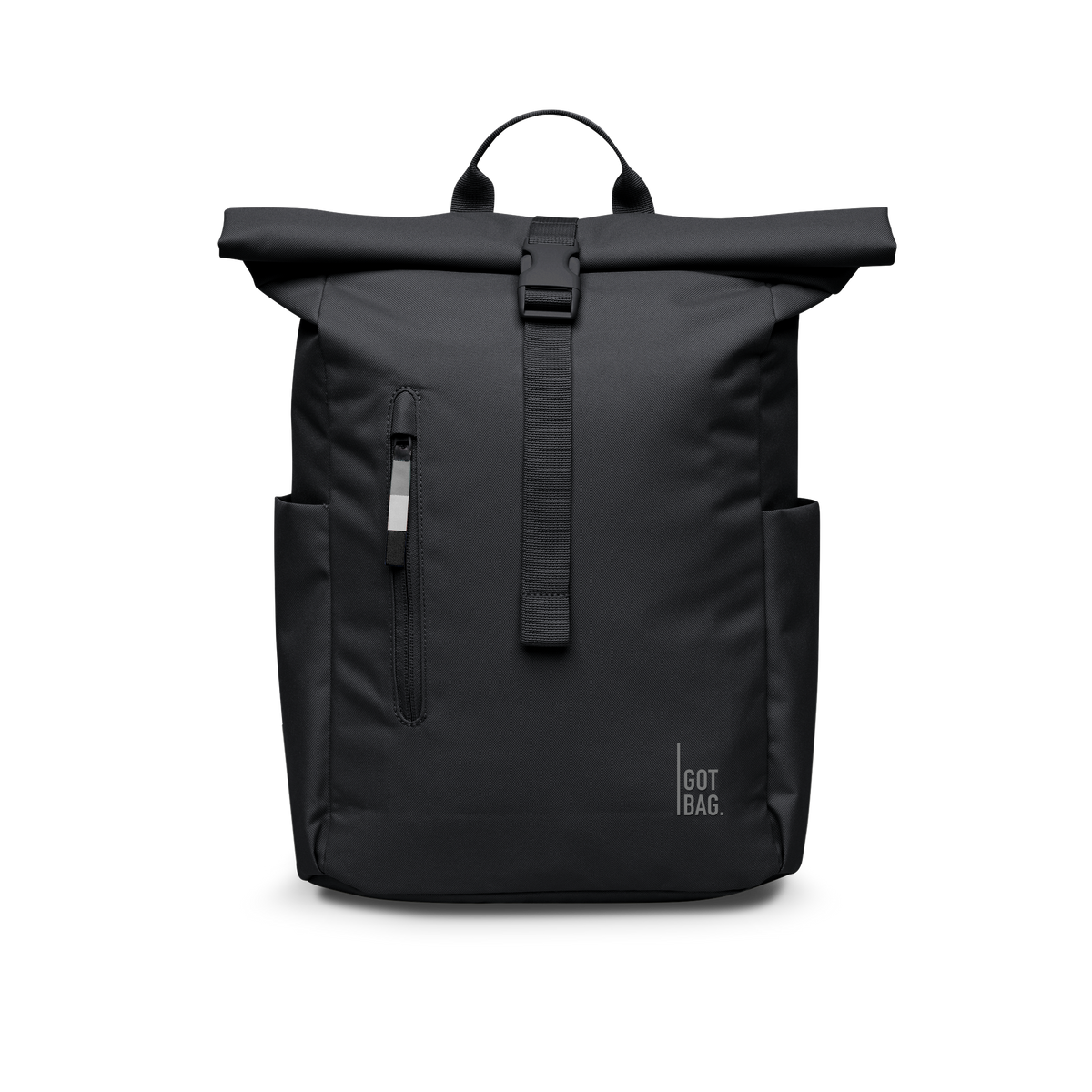 ROLLTOP EASY SMALL Rucksack in black (Schwarz) als Studioaufnahme in Frontansicht.