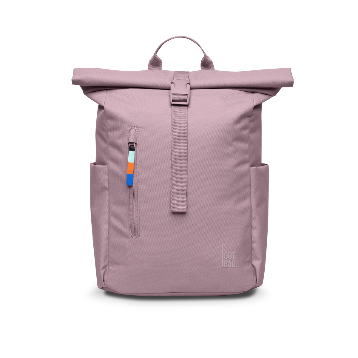 ROLLTOP EASY SMALL Rucksack in calamary (Altrosa) als Studioaufnahme in Frontansicht.