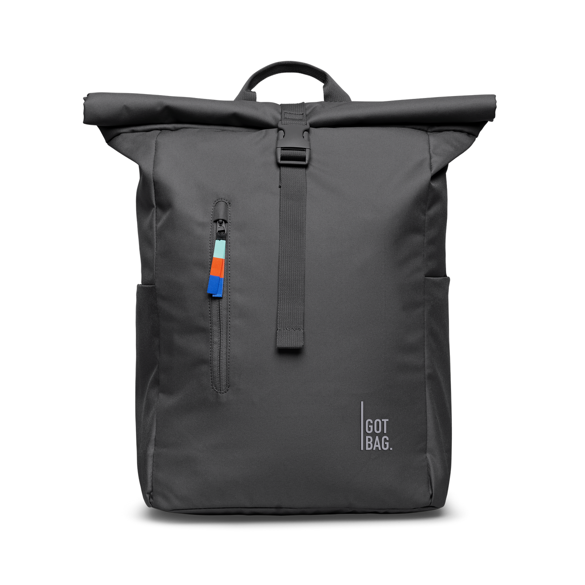 ROLLTOP EASY Rucksack in shark (Dunkelgrau) in Frontansicht.
