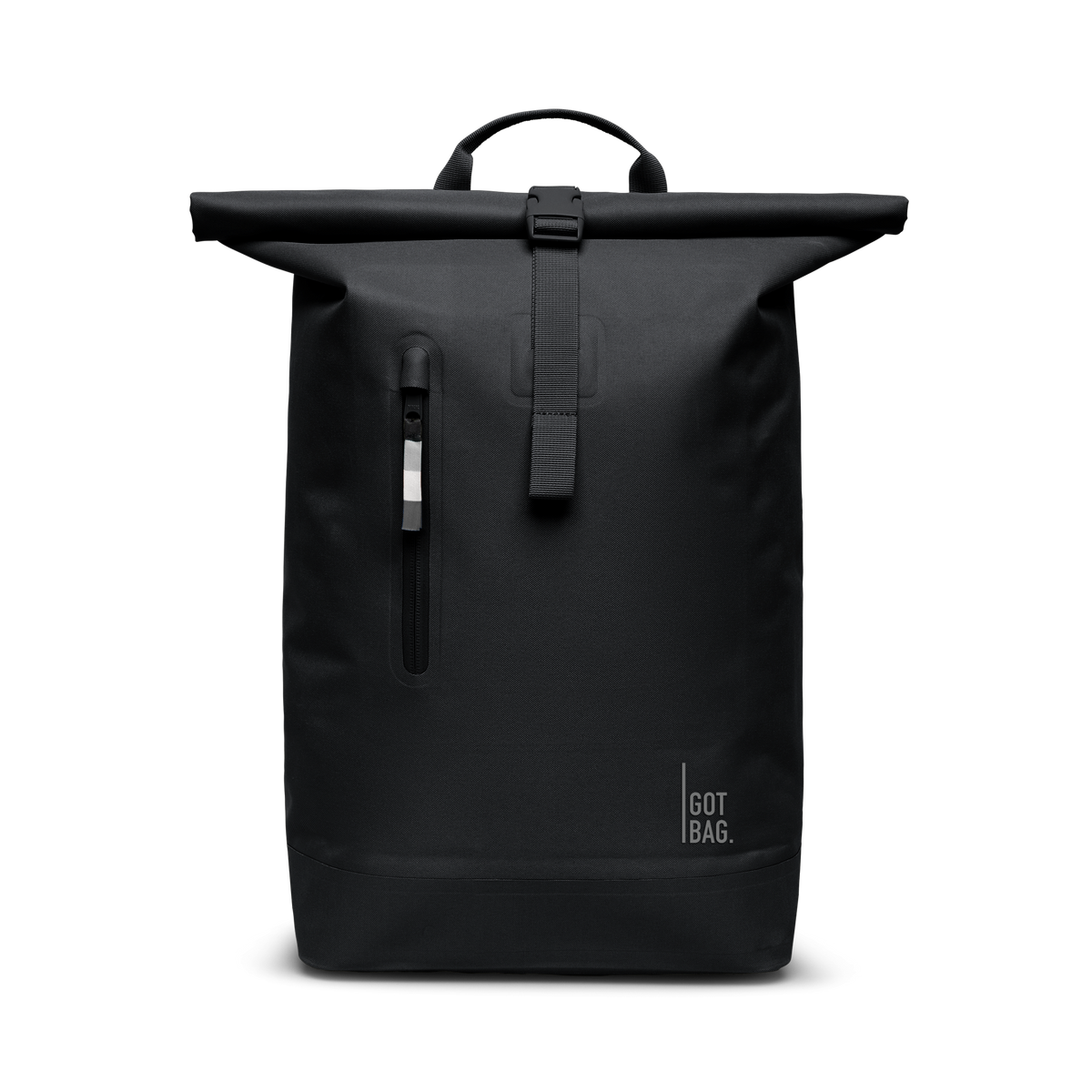 ROLLTOP LITE Rucksack in black (Schwarz) als Studioaufnahme in Frontansicht.