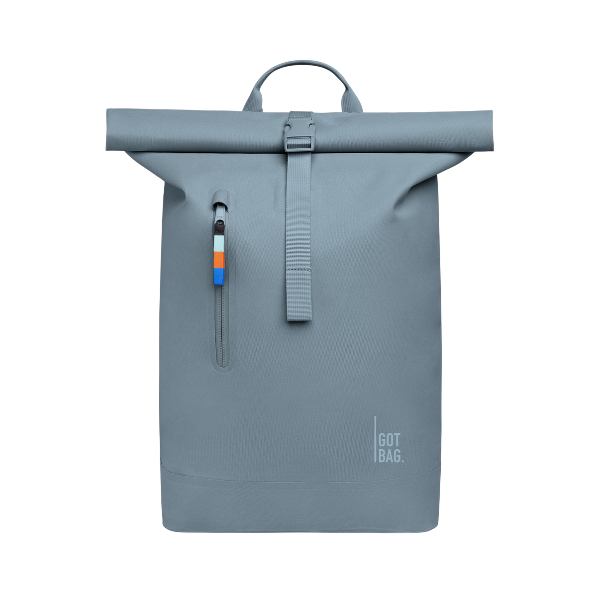 ROLLTOP LITE Rucksack in marlin (grau-blau) als Studioaufnahme in Frontansicht.
