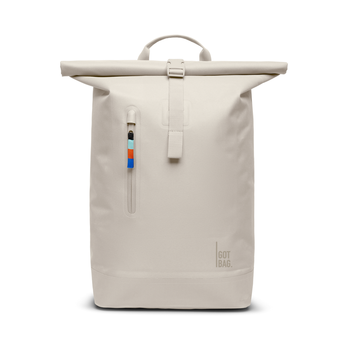 ROLLTOP LITE Rucksack in soft shell (warmes Cremeweiß) als Studioaufnahme in Frontansicht.