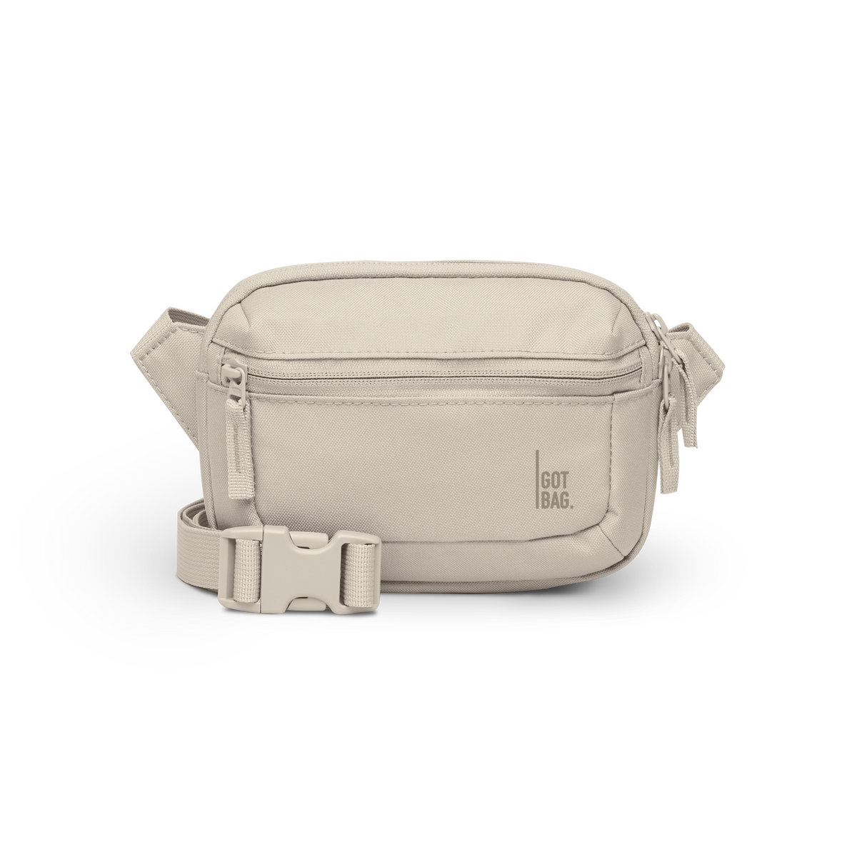 SLING BAG SMALL Tasche in soft shell (warmes Cremeweiß) als Studioaufnahme in Frontansicht.